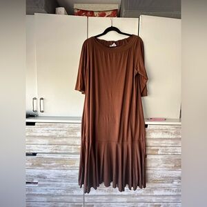 Elegant Long Sleeve Brown Dress
